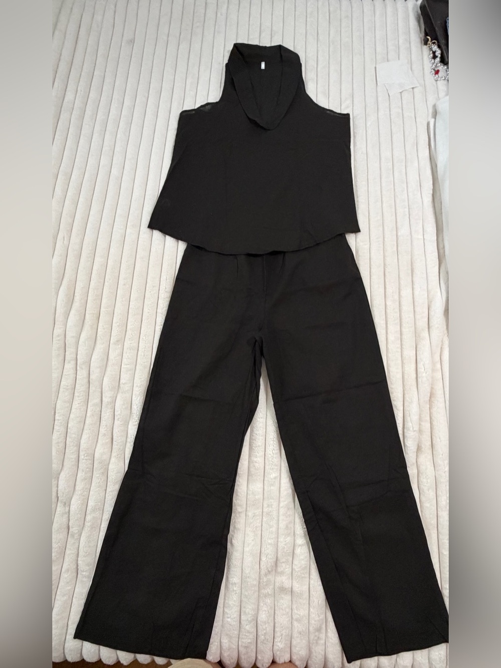 Sleeveless Black  top Wide-Leg   Pants- sets Women's never worn.